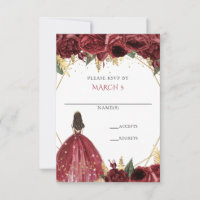 Quinceañera Princesse Florale Or Bourgogne