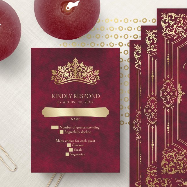 Cartons Réponse Quinceanera rouge Tiara Crown (Créateur téléchargé)