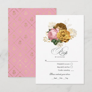 Cartons Réponse Quinceañera vintage rose et or florale