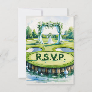 Cartons Réponse R.S.V.P. Mariage de GOLF avec balle de golf en ver