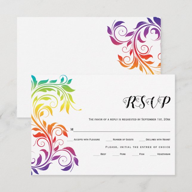 Cartons Réponse Rainbow couleurs feuille de défilement gay lesbien (Devant / Derrière)