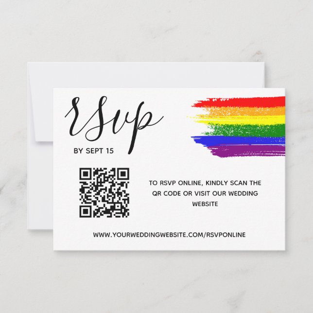 Cartons Réponse Rainbow Paint Stroke LGBT Mariage QR Code (Devant)