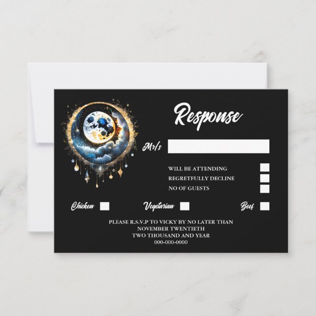 Cartons Réponse Réaction lunaire nocturne étoilée pleine lune (Devant)