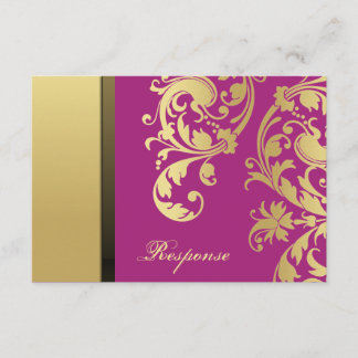 Cartons Réponse Réaction Mariage floral rose Shimmer or