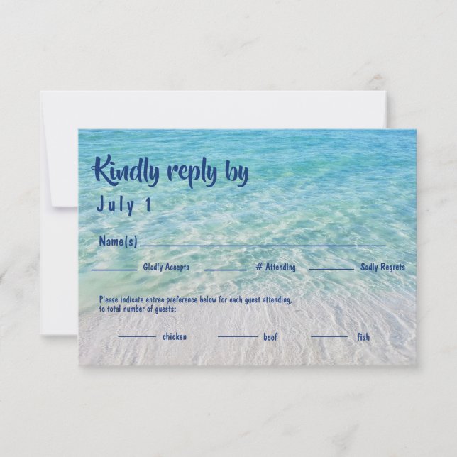 Cartons Réponse Réception de choix de repas de plage tropicale mod (Devant)
