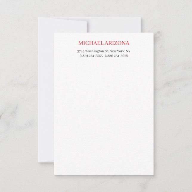 Cartons Réponse Red Black & White Minimalist Simple Plain Modern (Devant)