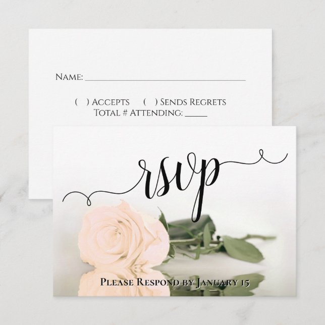 Cartons Réponse Reflets de Mariage Élégants Roses Sépia Pêche (Devant / Derrière)