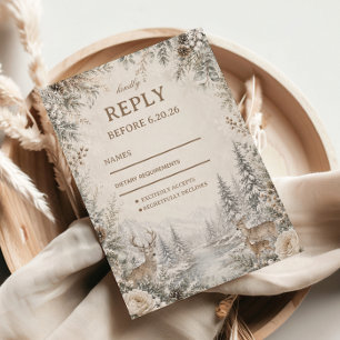 Cartons Réponse Reflets paisibles de cerfs dans la forêt hivernale