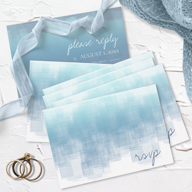 Cartons Réponse Réflexions aquarelle Mariage Dusty Blue ID774 (Créateur téléchargé)