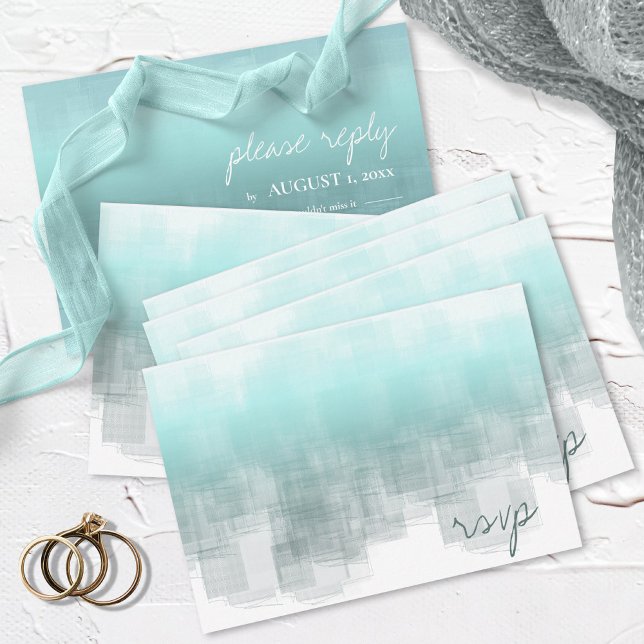 Cartons Réponse Réflexions aquarelle Mariage Turquoise ID774 (Créateur téléchargé)