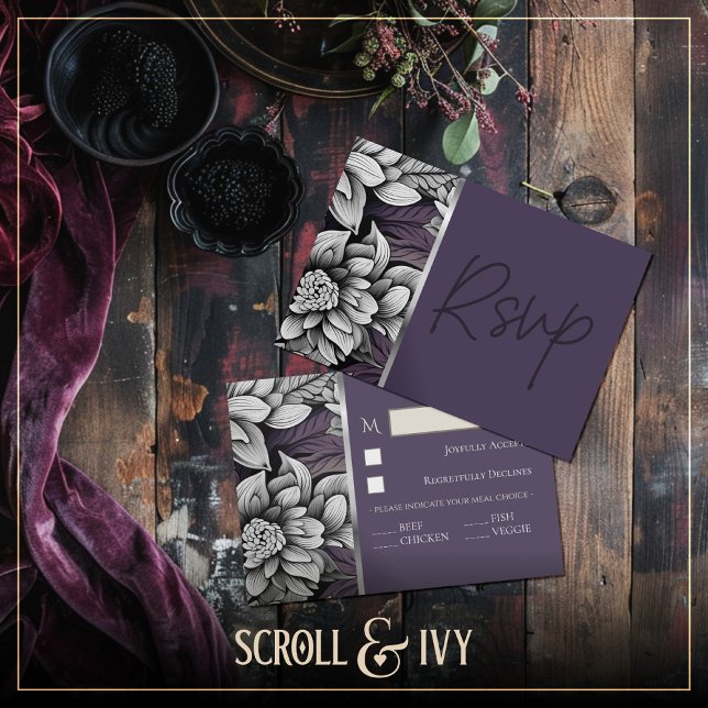 Cartons Réponse Regal Lilac, Brilliant White Bloom Response Card (Créateur téléchargé)