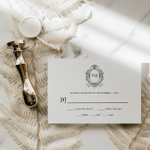 Cartons Réponse Regal noir et blanc Baroque Frame Mariage