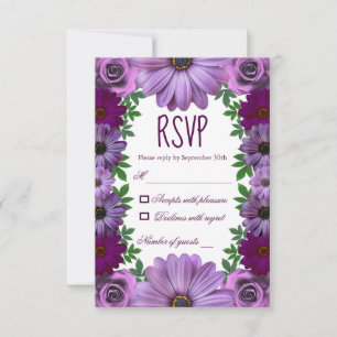 Cartons Réponse Regal violet Mariage floral