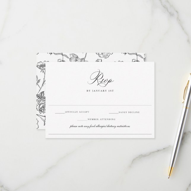 Cartons Réponse Regency Black Allergy Mariage de restriction de ré (Devant/Arrière en situation)