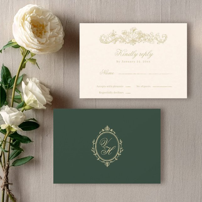 Cartons Réponse Regency Garden Vintage Classic Romantic Wedding (Regency Garden Vintage Classic Romantic Wedding RSVP Card)