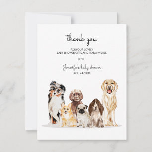 Cartons Réponse Remerciements pour Baby Shower aquarelle chien