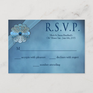 Cartons Réponse Renouvellement des vues Mariages - Blue Elegant -