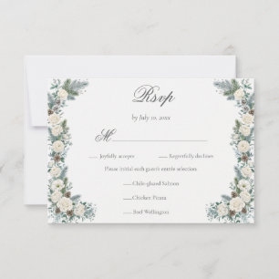 Cartons Réponse Repas de mariage floral blanc de verdure hivernale