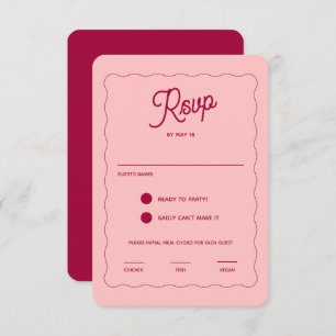 Cartons Réponse Repas Mariage Retro Pink Peachy Fuchsia Wave Frame