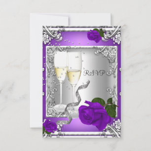 Cartons Réponse Répondre 40e anniversaire Fleur de rose violette a