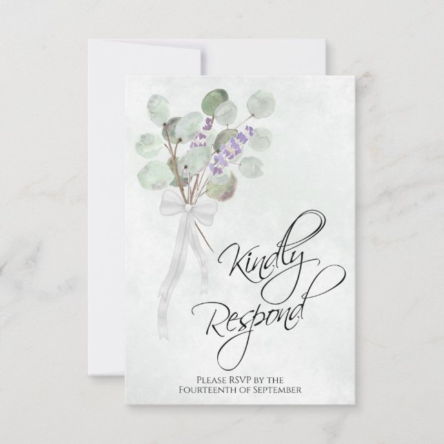 Cartons Réponse Répondre à l'Eucalyptus & Lavender Boho Mariage (Devant)