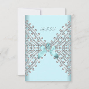 Cartons Réponse Répondre à une soirée d'anniversaire Teal Blue Sil