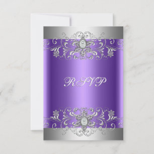 Cartons Réponse Répondre Anniversaire Fête Violet Argent Diamant