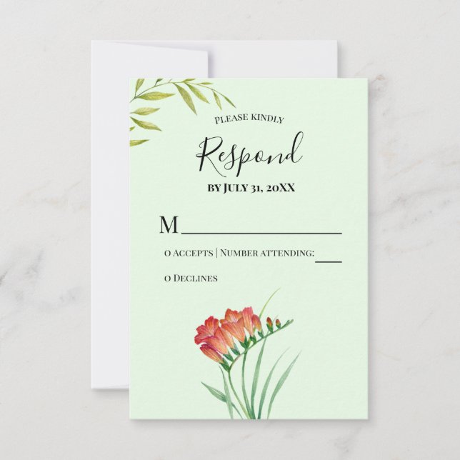 Cartons Réponse Répondre Aquarelle Orange Crocosmia Lucifer (Devant)