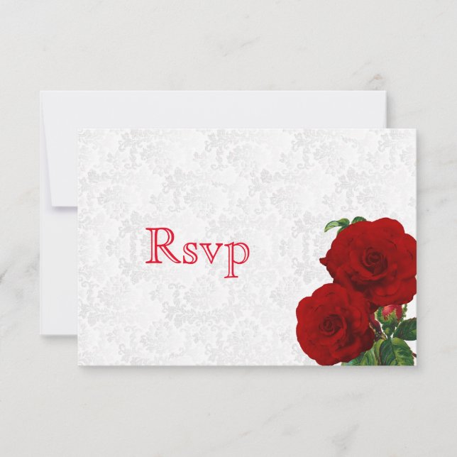 Cartons Réponse Répondre Fleur de rose rouge profond Mariage (Devant)