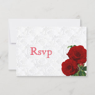 Cartons Réponse Répondre Fleur de rose rouge profond Mariage
