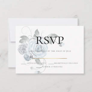 Cartons Réponse Répondre    Fleurs de mariage aquarelle bleu pouss