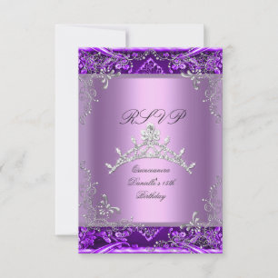 Cartons Réponse Répondre Quinceanera Fête des 15 ans Purple Lilac