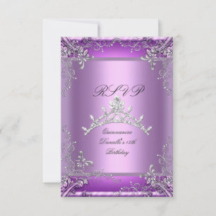 Cartons Réponse Répondre Quinceanera Fête des 15 ans Violet