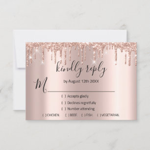 Cartons Réponse Répondre Rose Mariage Paillettes Mariage VIP Drips