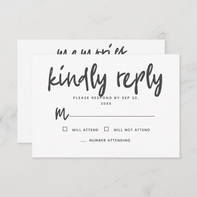 Cartons Réponse Répondre Simple Modern Memories Memorial (Devant / Derrière)