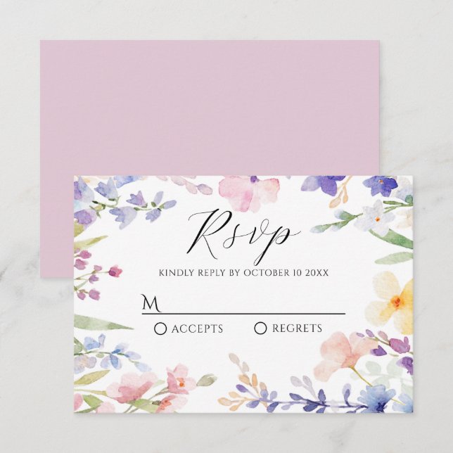 Cartons Réponse Ressort floral aquarelle (Devant / Derrière)