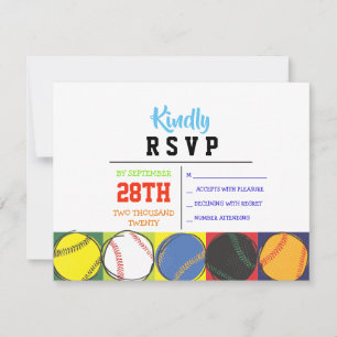 Cartons Réponse Retro Baseball Theme Bar Bat mitzvah Répondre cart