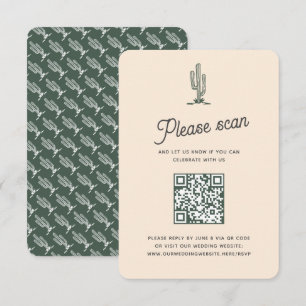 Cartons Réponse Retro Green Saguaro Cactus Desert Mariage QR Code