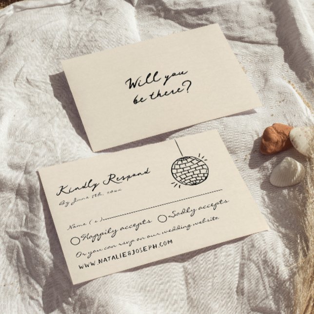 Cartons Réponse Rétro Main Écrite Tiré Gras Quirky Mariage amusant (Créateur téléchargé)