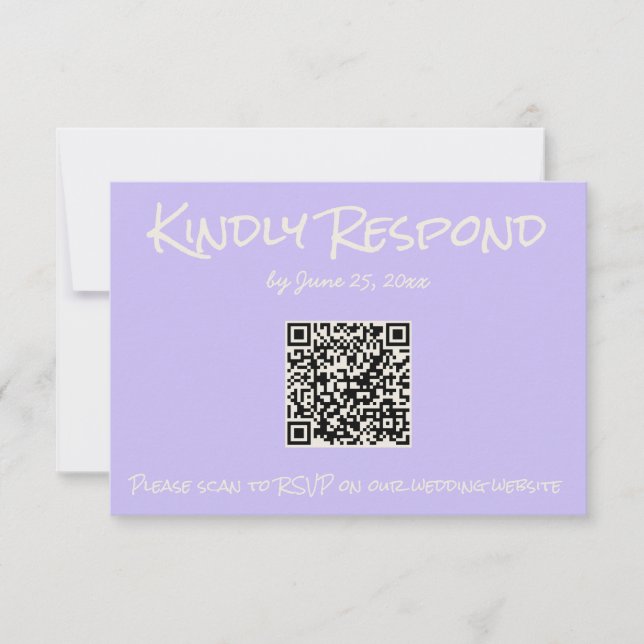 Cartons Réponse Retro Purple Colorful Pastel QR Code Wedding (Devant)
