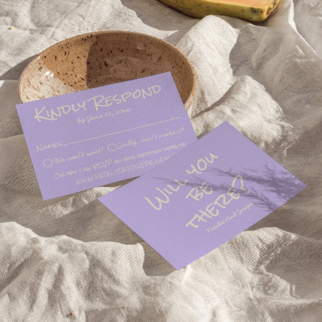 Cartons Réponse Retro Purple Colorful Pastel Whimsical Wedding (Créateur téléchargé)