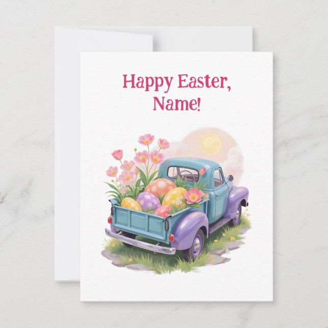 Cartons Réponse Retro Teal & Purple Truck with Easter Eggs (Devant)