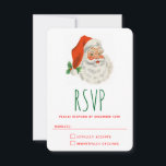 Cartons Réponse Rétro Vintage Jolly Santa Claus de Christmas<br><div class="desc">Une carte RSVP avec une photo rétro festive. Le vieux Père Noël Jolly avec ses joues rousses et son sourire chaleureux et amical. Un peu de nostalgie de l'ancienne école pour les vieux temps,  cette image rappelle les souvenirs des célébrations du passé de Noël.</div>