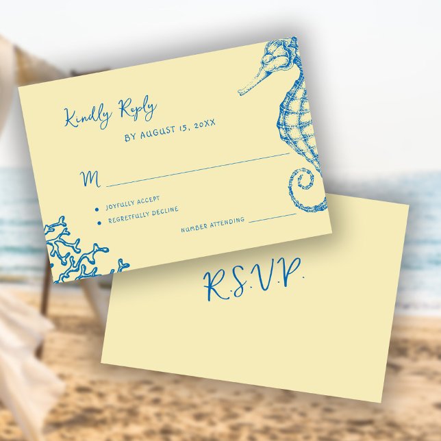 Cartons Réponse Retro whimsical script beach destination wedding (Créateur téléchargé)