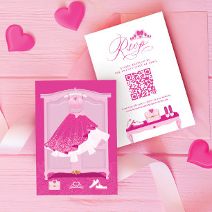 Cartons Réponse Rêve de mode rose Gown Quinceanera QR Code