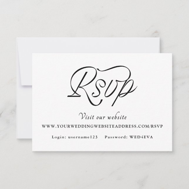 Cartons Réponse Ribbon Script Minimalist Wedding (Devant)