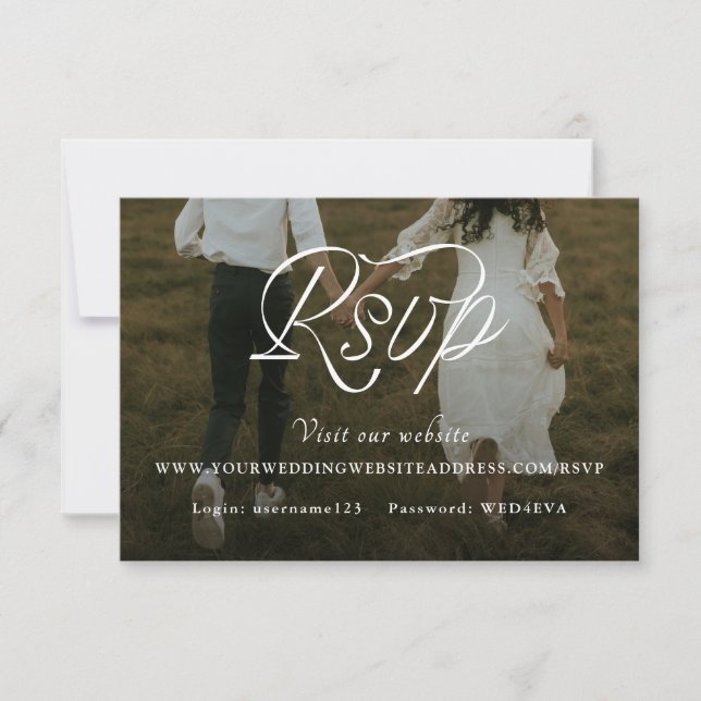 Cartons Réponse Ribbon Script Minimalist Wedding Photo (Devant)