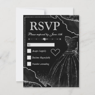 Cartons Réponse Robe Black & Silver Agate & Black Sweet 16