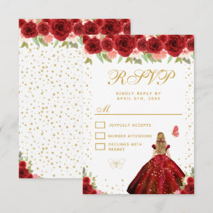Cartons Réponse Robe de princesse aux fleurs rouges et cheveux blo