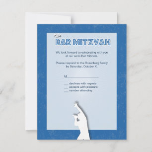 Cartons Réponse Rock Star Bar Mitzvah Reply Card en bleu
